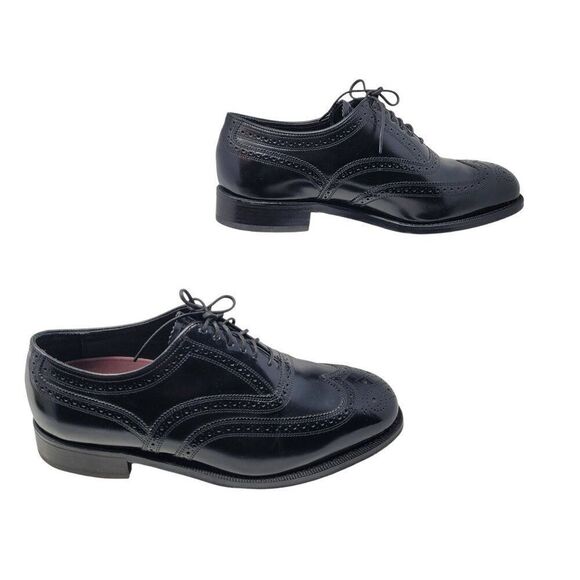 Florsheim Lexington Wingtip Oxford Shoes Size 9 Black Leather Dress Shoes Career - Picture 7 of 12